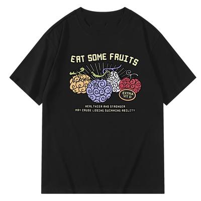 Bandai One Piece New Demon Fruit Pattern T-Shirt Men's Cotton Loose Casual Women's Short Sleeve T-Shirt Loose Plus Size Top