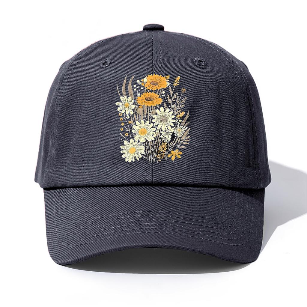 pc Flowers Print Baseball Cap for Adults Minimalist Retro Style Casual Soft Adjustable Dad Hat Perfect As Gift