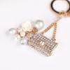 Fashion Metal Small Gift Creative Square Lady Chain Bag Shape Keychain White Rhinestone Lady Bag Accessories Automobile Gift