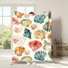 Cozy All-Season Flannel Throw Blanket with Colorful Beach Shell Print - Soft, Reversible & Machine Washable - Perfect Gift for