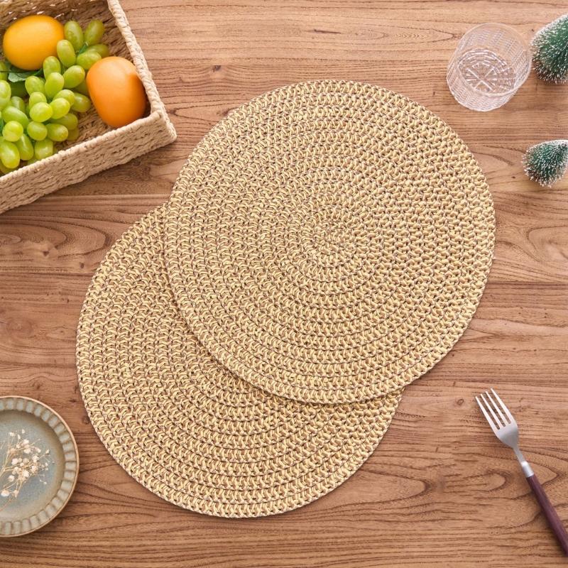 Minimalists Rose Cutout Linen Placemat Biodegradable Materials Heat Protective for Home and Restaurant Use Round
