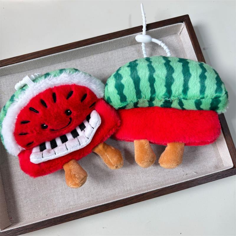1/2 Pcs Cute Watermelon Piano Plush Toy Dolls Keychain Pendant Bag Hanging Ornament Stuffed Toys Girl Christmas Decor Kids Gifts