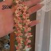 Adjustable Choker Necklace Boho Embroidered Floral Retro Pink Flower Vintage