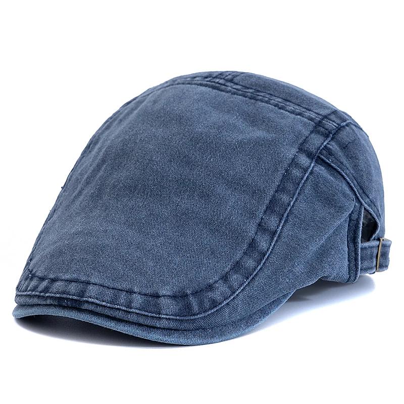 

Hot Sale Unisex Summer Outdoor Flat Hat Sports Cotton Beret Caps Solid Color Casual Peaked Caps Stylish Casual Sun Hats 56cm-60cm темно-синього кольору
