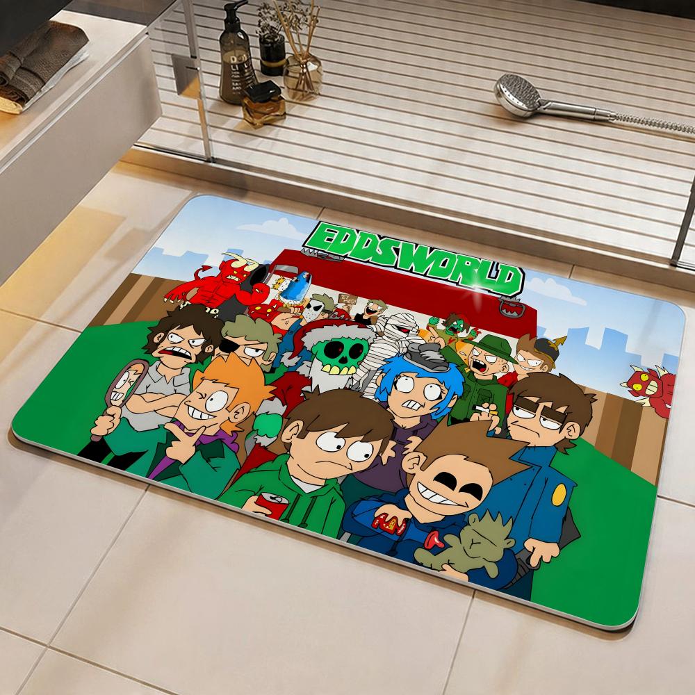 Cartoon E-Eddsworld Floor Mat Eco Diatomite Antibacterial Odor-Resistant Floor Mat & Drain Pad for Kitchen & Bathroom