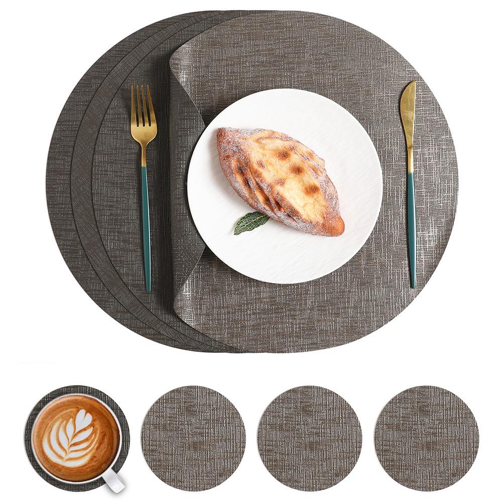 Light luxury round leather placemat waterproof and oil-proof western food mat hotel anti-scalding and heat insulation mat premium