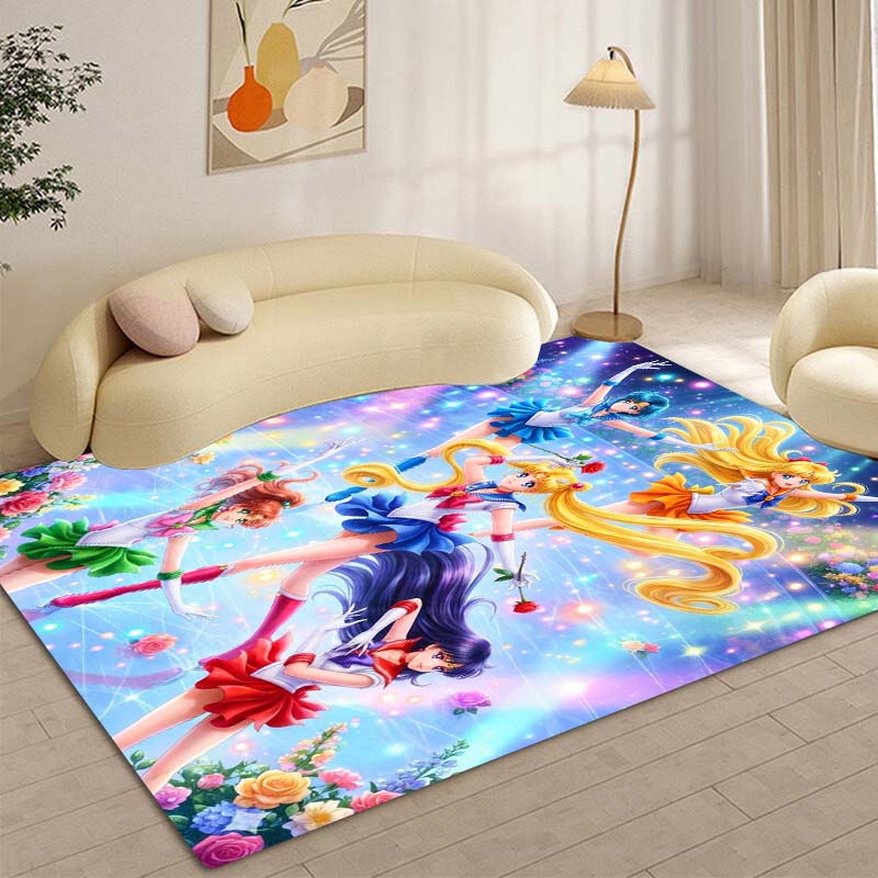 High-definition 3D Sailor Moon anime rug, suitable for bedrooms, living rooms, home sofa decoration, large decorative rug, and