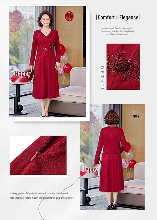 Elegant Red Wedding Banquet Dress for Mother of the Bride - 2026 Style