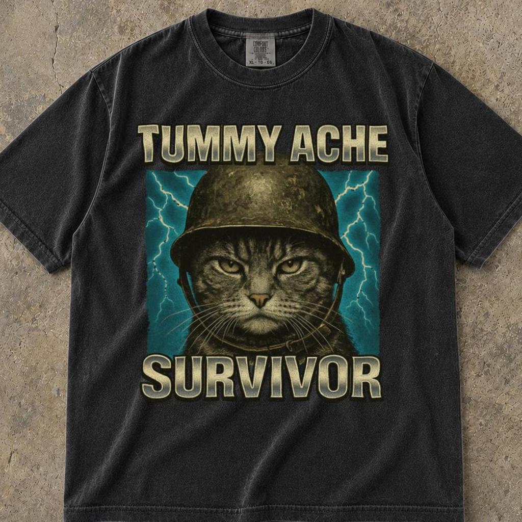 Tummy Ache Survivor Shirt, Tummy Hurts Tshirt, Tummy Troubles Survivor Shirt, Tummy Ache Survivor Raccoon Shirt, Tummy Ache Survivor Raccoon
