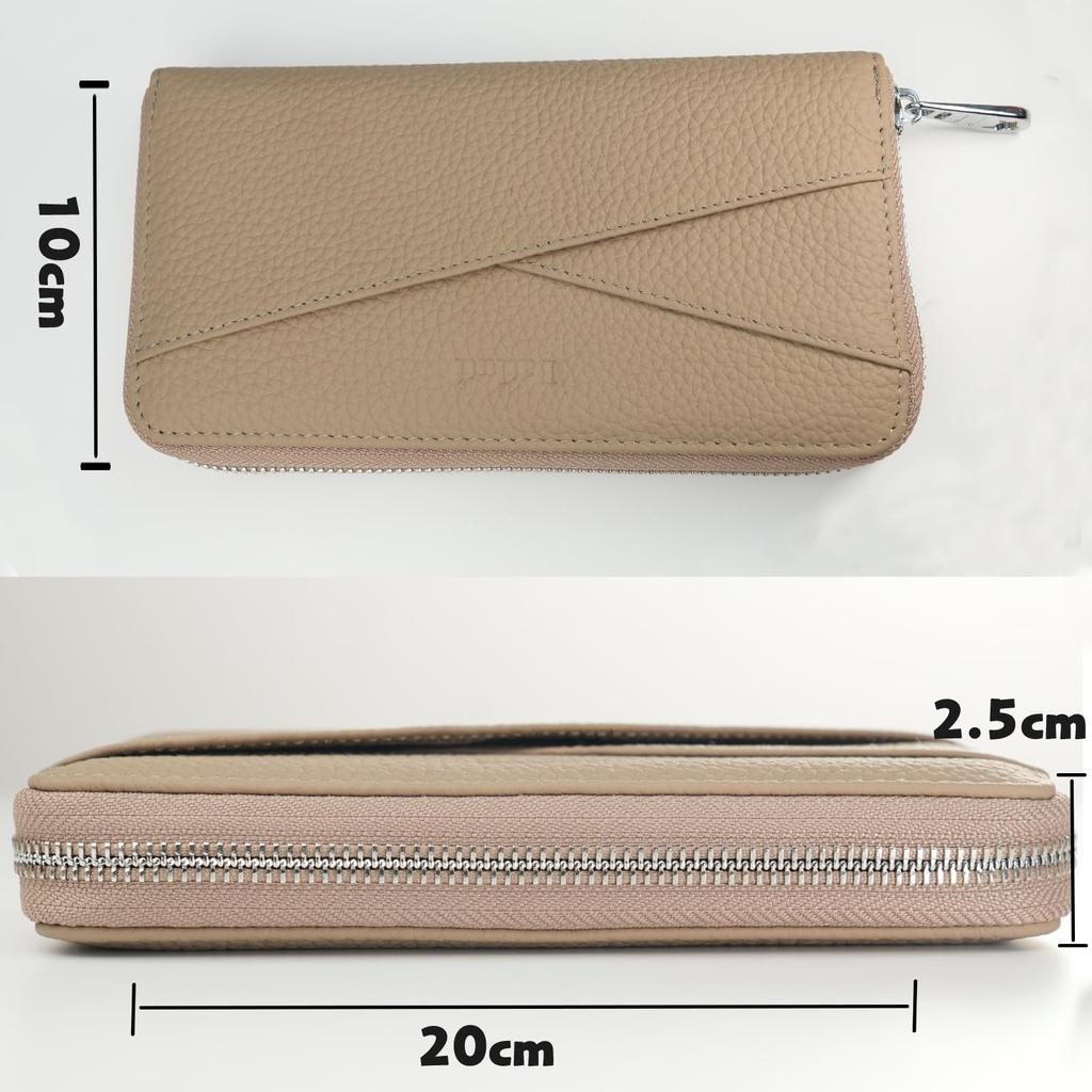 BATLUTI Women's Genuine Leather Long Wallet with Large Capacity, Coin Purse, Card Slots, Anti-Skimming, Multi-functional L-Zip, Casual Design, Made