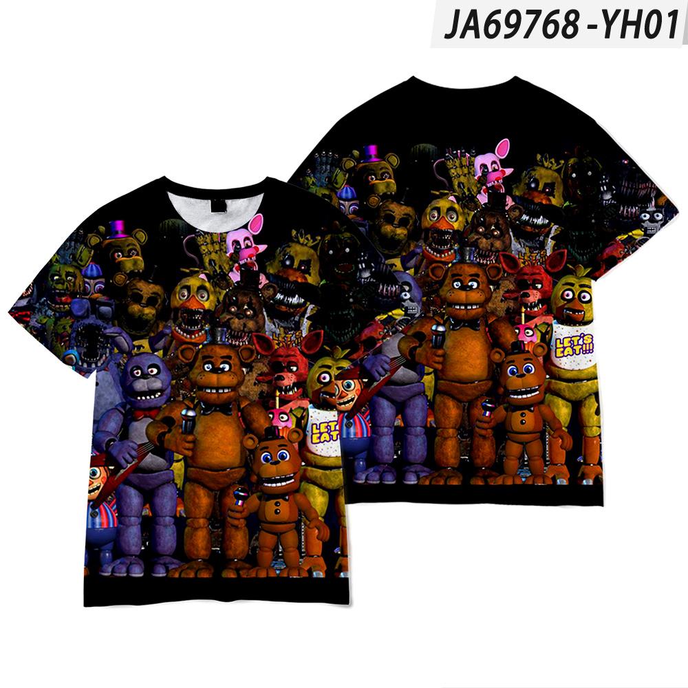 Anime Five Nights At Freddys T Shirt Vintage Washed T-shirt Graphic Print TShirt Summer Retro Short Sleeve Tees