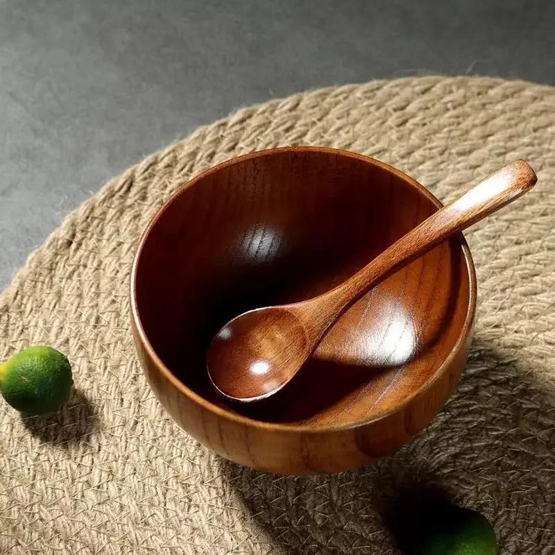 Wooden Bowls Jujube Wood Children Baby Adults Small Soup Bowls Solid Wood Salad Bowls Retro Household Tableware
