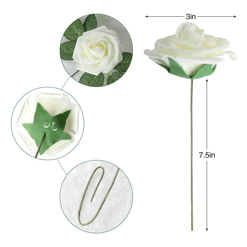 §16/25st Konstgjorda Rosblommor Med Stjälkar För DIY Bröllopsdekorationer Centerpieces Arrangement Fest Trädgård Heminredning Gåvor