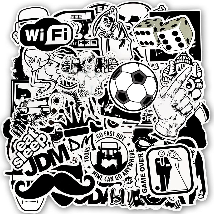 100 Unidades Pegatinas Aleatorias Blanco y Negro Punk Graffiti Rock Pegatinas Divertidas para Niño DIY Guitarra Casco Portátil Maleta Pegatinas para Bicicleta