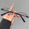 Fashion Metal Oval Half Frame Eyeglasses Vintage Y2K Blue Light Blocking Glasses for Women Men Sweet Cool Eyewear Accessories