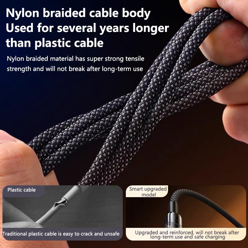 240W Super Fast Charging Cable USB C Interface Nylon Braided Transparent Type C High-speed Charger Wire Fast Charging Data Cord