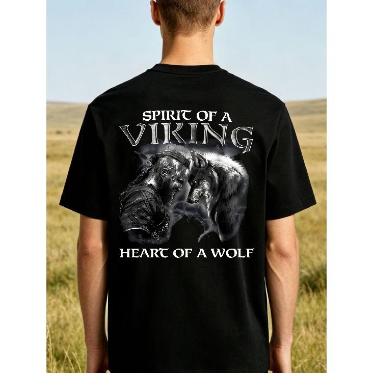 Viking Wolf This Men'S T-Shirt Features an Exquisite Back Print, Making It Perfect for a Wide Range of Occasions from Lounging at Home to Outdoor