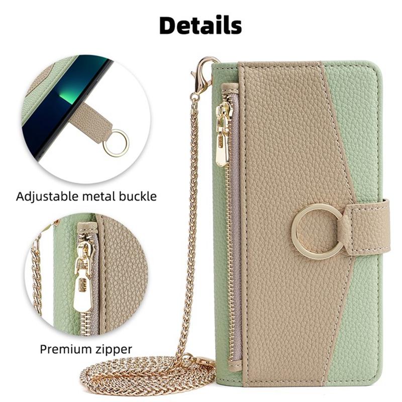 For Motorola Edge 40 Neo 5G Case PU Leather Makeup Mirror Cover with Crossbody Strap