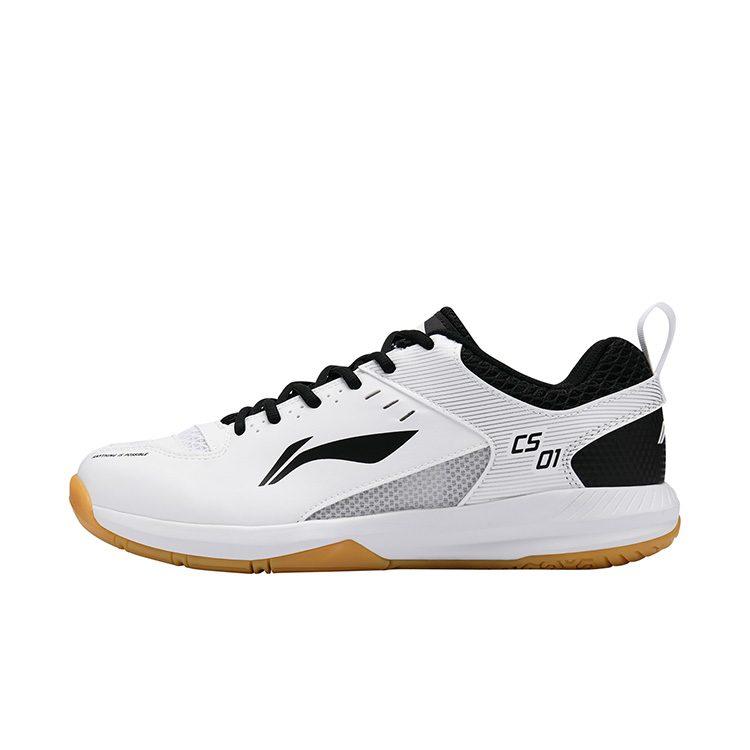 LiNing Feather Shock Absorbers Slip Resistant Abrasion Resistant Breathable Low Top Badminton Shoes Unisex White Black AYTS034-5