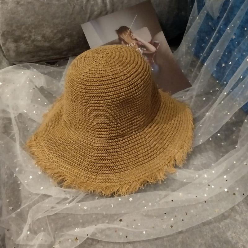 Internet Celebrity Hat Lady Big Eaves Burr Breathable Straw Hat Summer Sunshade Sunscreen Bucket Hat Beach Hat