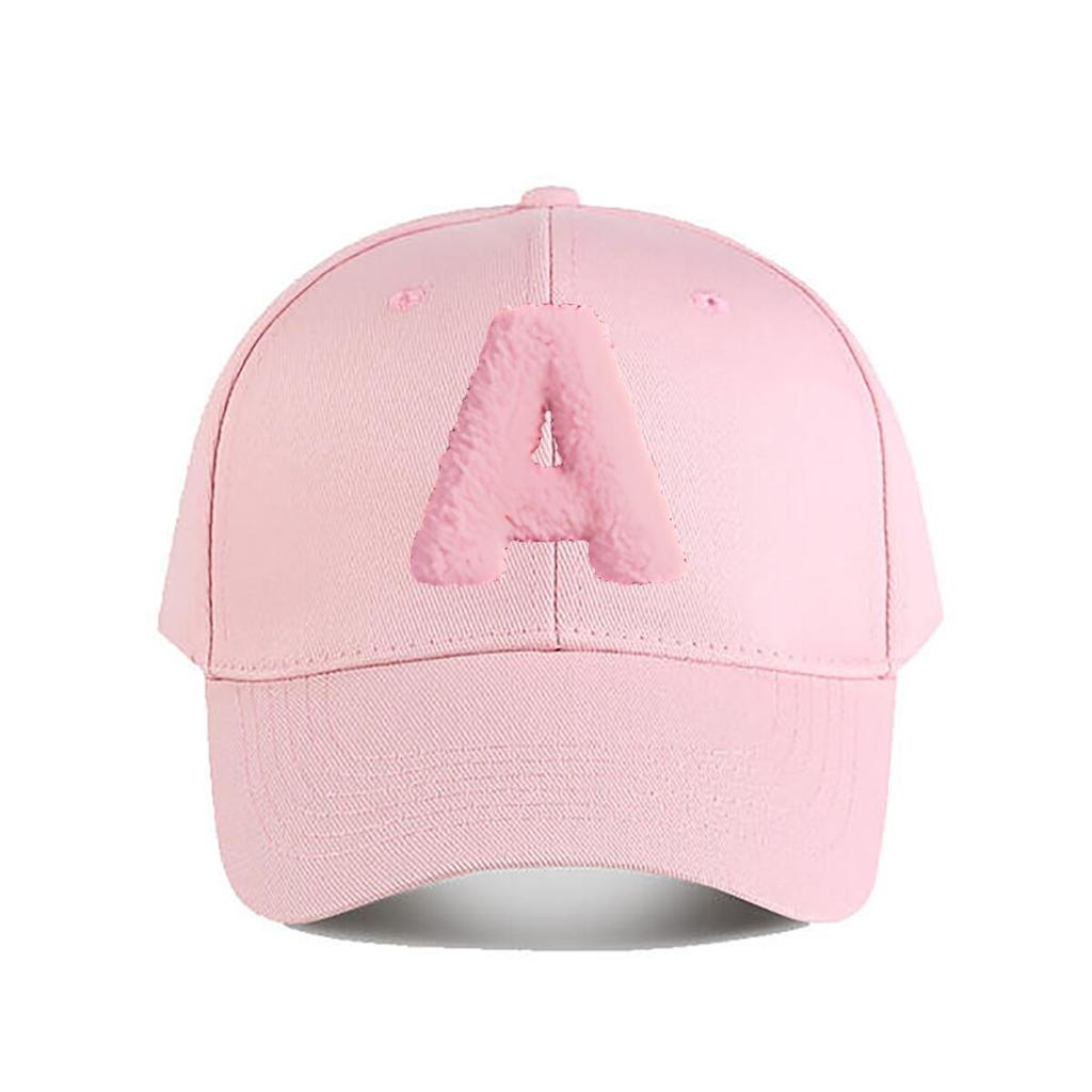 Pink Plush Letter A Home Decor Baseball Cap Fashion Unisex Sunhat Womens Outdoor Sports Snapback Cap