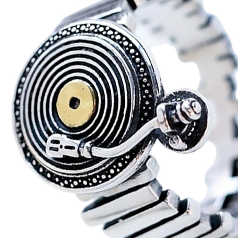 Unique Retro Sound Disc Themed Adjustable Copper Rings for Sound Experts and Music Admirers Various Occasions