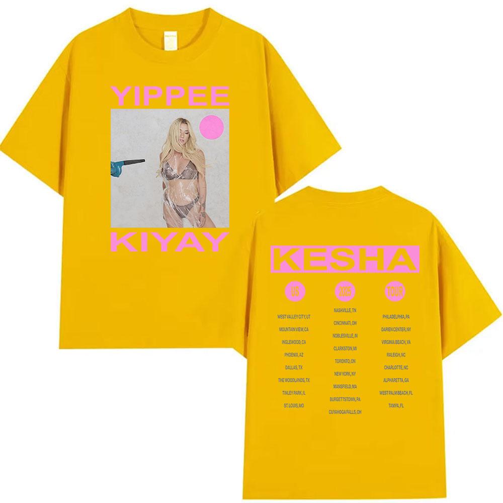 Kesha Yippee Kiyay Tour 2025 T Shirt Unisex Women Aesthetic Fashion Short Sleeve Tshirts Casual Retro High Quality Cotton Tshirt