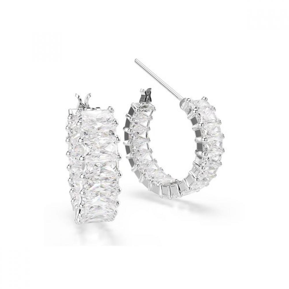 Swarovski Rhodium Hoop Earrings 5733397