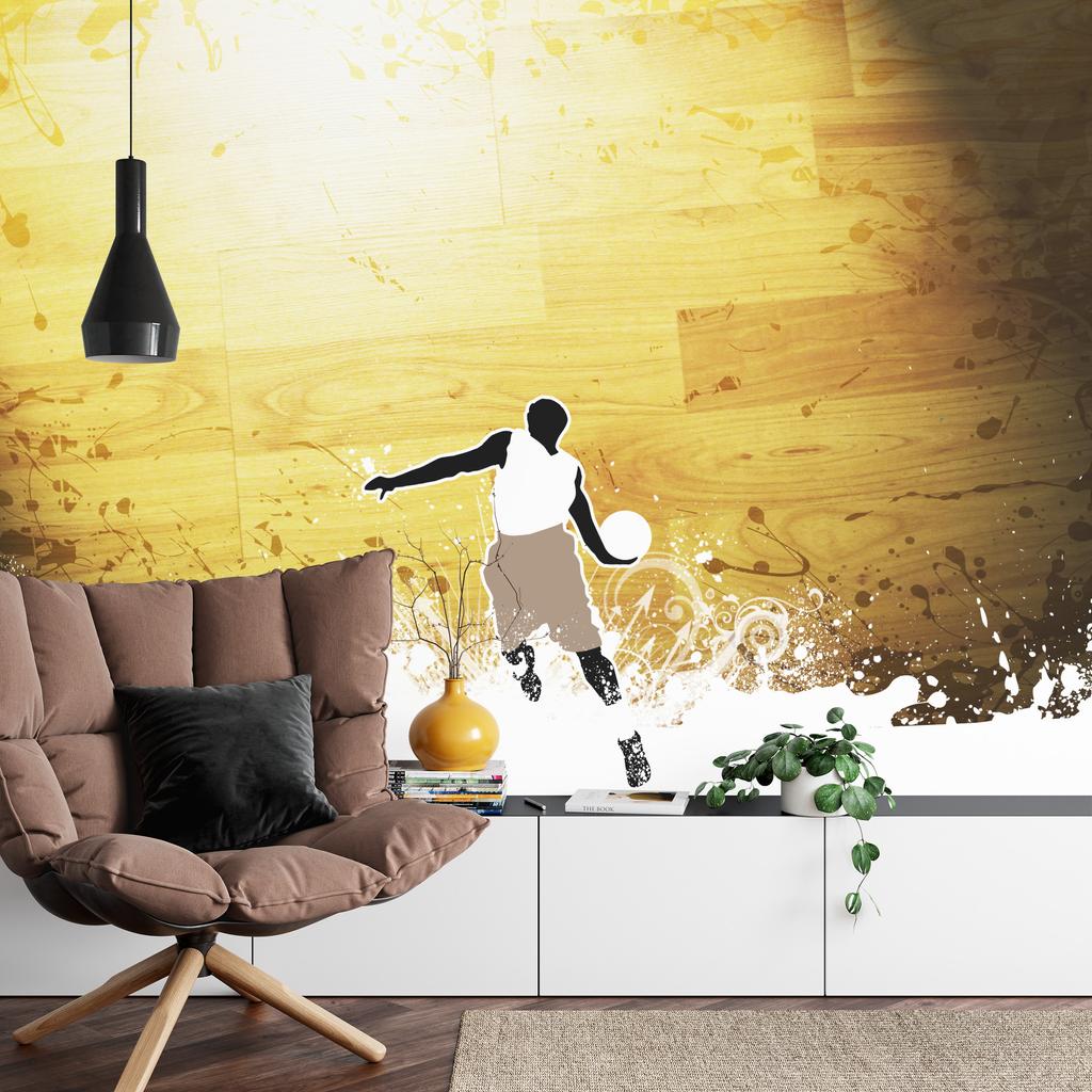 Photomural Basketball Player On A Background Of Planks Structural Vinyl 104x70.5