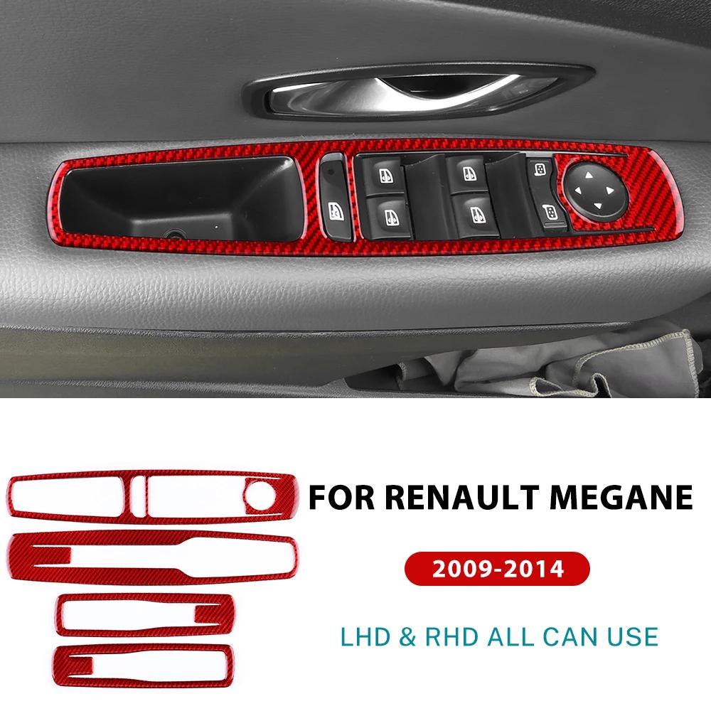 For Renault Megane RS 2009 2010 2011 2012 2013 2014 Real Soft Carbon Fiber Sticker LHD RHD Car Window Lift Panel Accessories
