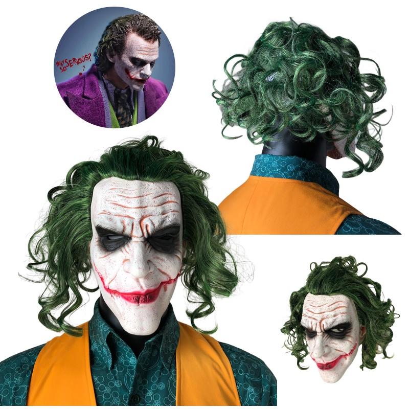 Dark Knight Batman Joker Latex Mask Wig Halloween Horror Prop