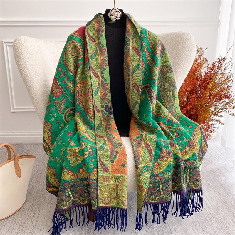 Warm Cashmere Poncho Shawl Scarf Luxury Print Thick Pashmina Winter Blanket Wraps Bufanda Casual Hijab Stoles Echarpe