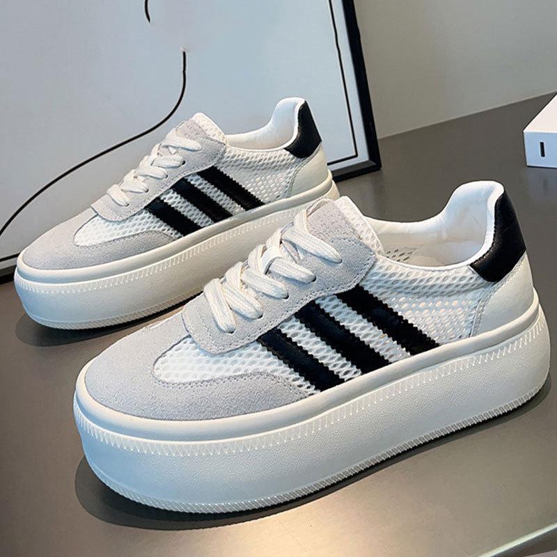 Cowhide Version~ Genuine Leather Thick-soled Heightening Sports Versatile Moral Training Board Shoes Children's 2025 Spring and Summer Casual White S