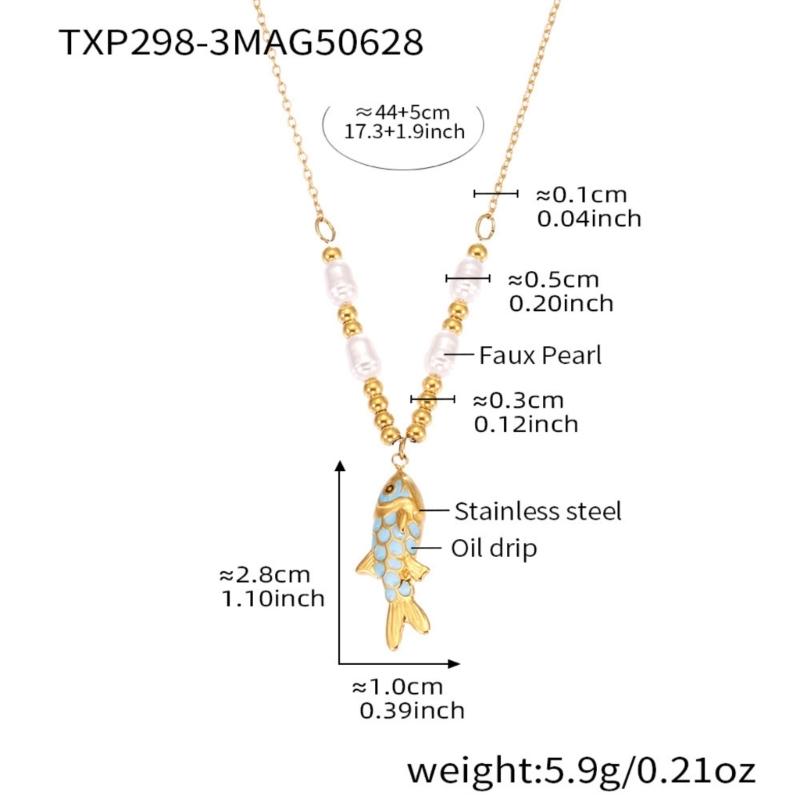 Elegant Pearls Fish Pendant Necklace In Silver Or Gold For Daily Wear And Gift Giving