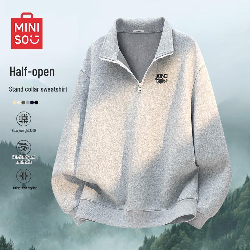 MINISO Men's Half-Zip Stand Collar Sweatshirt
