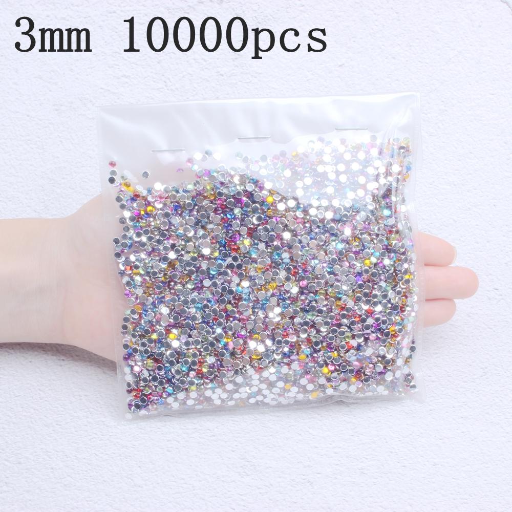3mm Half Beads Facets Flatback Resin Rhinestones for DIY Jewelry Bags Shoes Phone Case Decorations 10000pcs