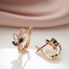 New  Rose Gold Flower Earrings For Women Bling Black Natural Zircon Clip Earrings Fine Elegant Wedding Jewelry