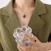 18K Gold-Plated Titanium Steel Necklace with Square Pendant and Natural Stone Inlay