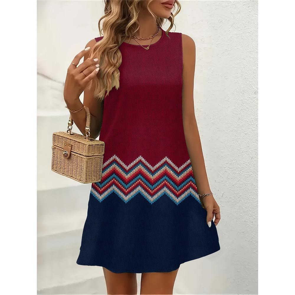 Summer Sleeveless Dress Women Fashionable Colorful 3d Print Versatile Beach Vacation Mini Dresses Comfortable Plus Size 8XL Soft Breathable Vest Dress