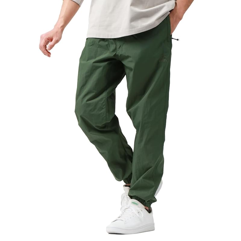 

[Jerry] easy pants men s One point logo embroidery Cool touch sensation UV cut jogger pants bottoms sports training outdoor moss green M