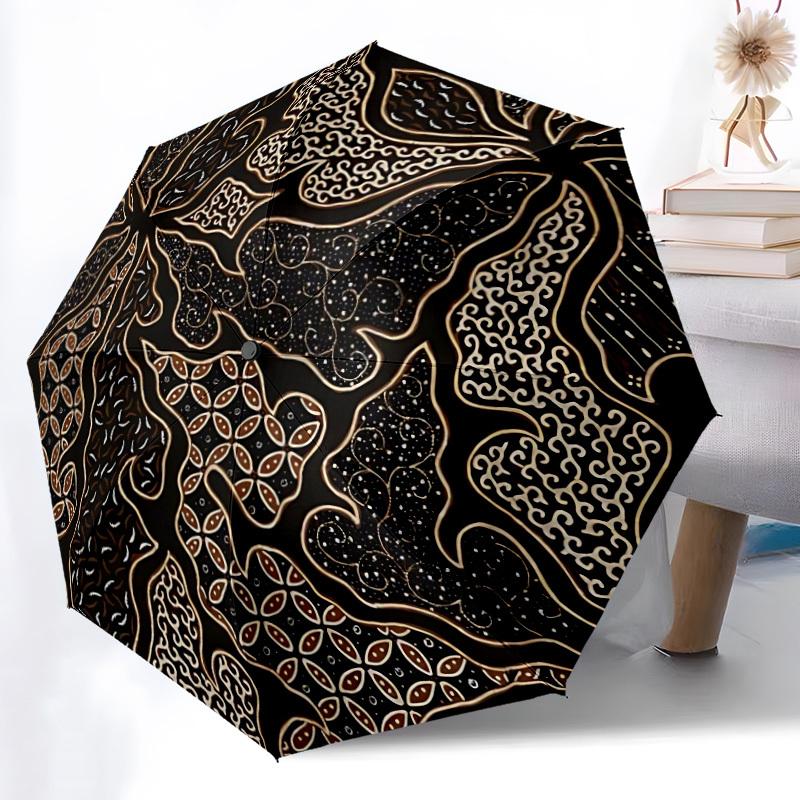 1pc Batik Pattern Automatic Open/Close Umbrella Compact Folding Umbrella, All-Season Portable Umbrella for Women/Men F1124350