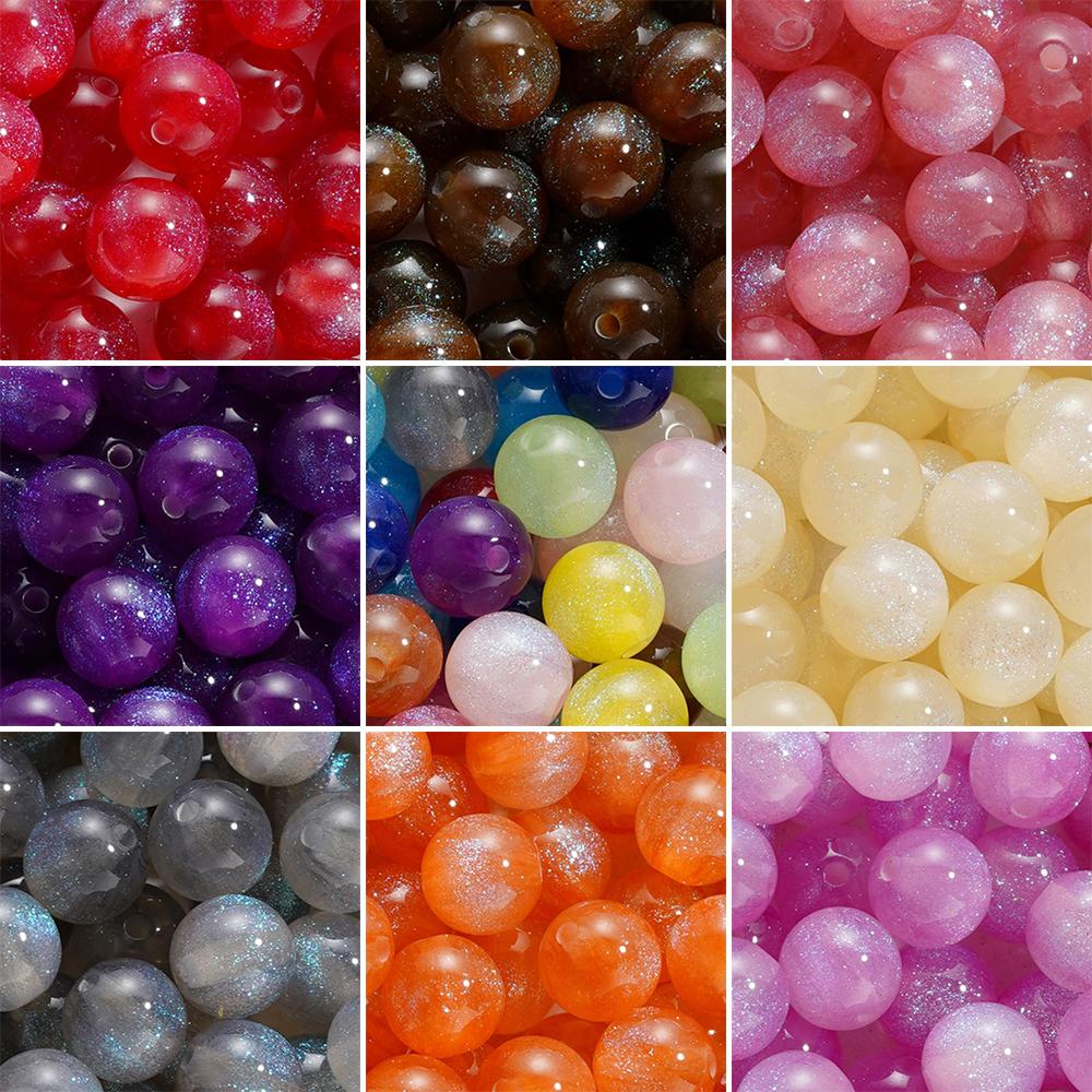 10pcs/lot 10mm Colorful Resin Round Bead Charm Spacer Loose Beads for DIY Handmade Necklace Jewelry Making Findings Accessories