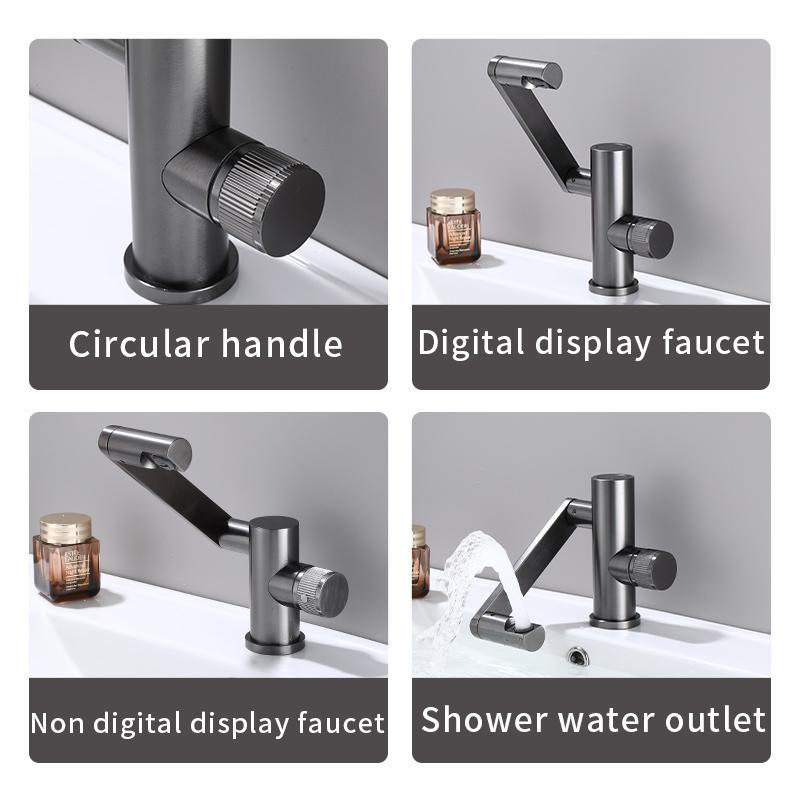 Digital Display LED Basin Faucet 360 Rotation Multi-function Stream Sprayer Hot Cold Water Sink Mixer Wash Tap For Bathroom