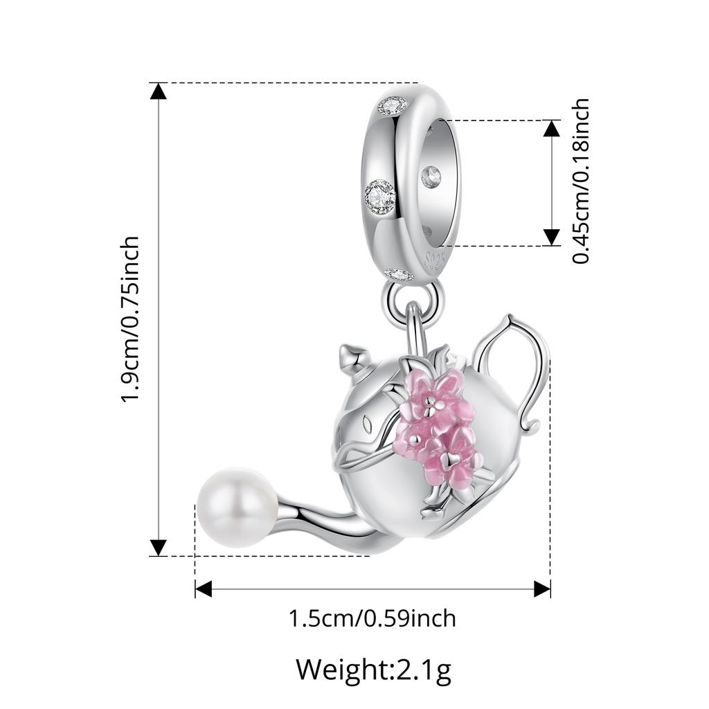 WOSTU 925 Sterling Silver Pink Charms Bead Collection Butterfly lotus Perfume Bottle Umbrella Pendant Fit DIY Bracelet Necklace