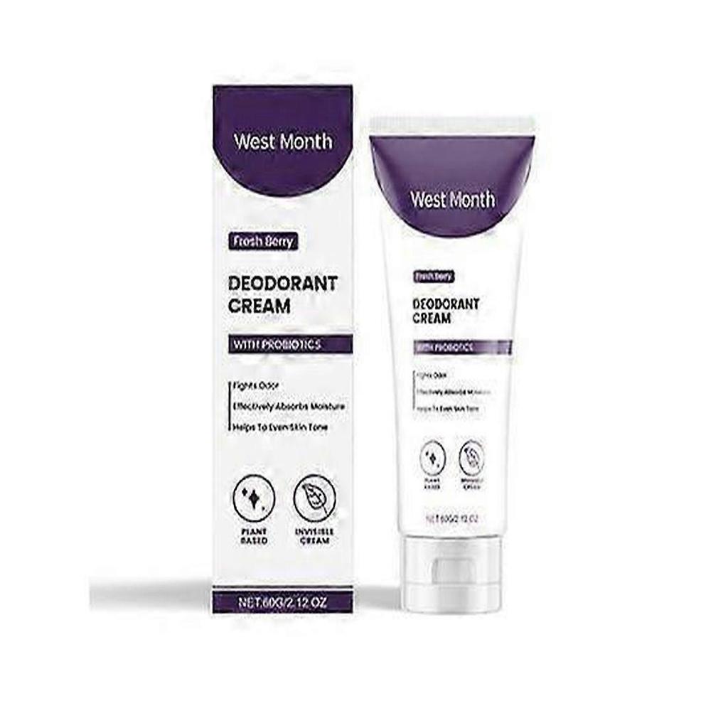 Crema Deodorante Probiotica Naturale - Frutti di Bosco Freschi o Menta Eucalipto, Combatte gli Odori, Assorbe l'Umidità, Riequilibra la Flora Cutanea, Controllo del Sebo, 60g, Pratica da Viaggio