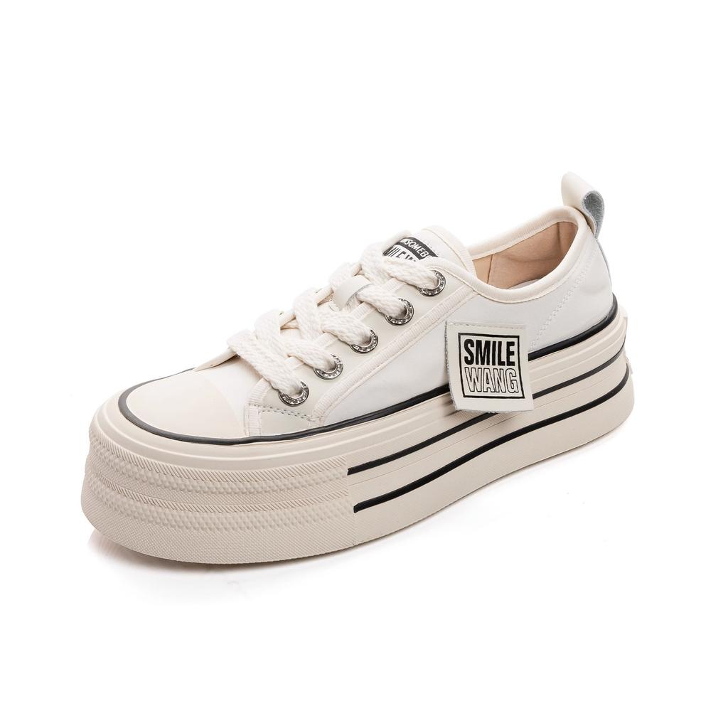 Platform Canvas Shoes Women's Spring and Summer 2025 New Student Half Slippers Explosion Increase White Shoes Versatile Board Shoes