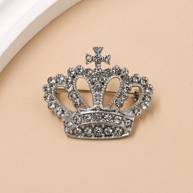 

Luxurious Diamond Crown Brooch Women’s Alloy Rhinestone Brooch Fashionable and Versatile Suit Jacket Coat Accessory Brooches срібний