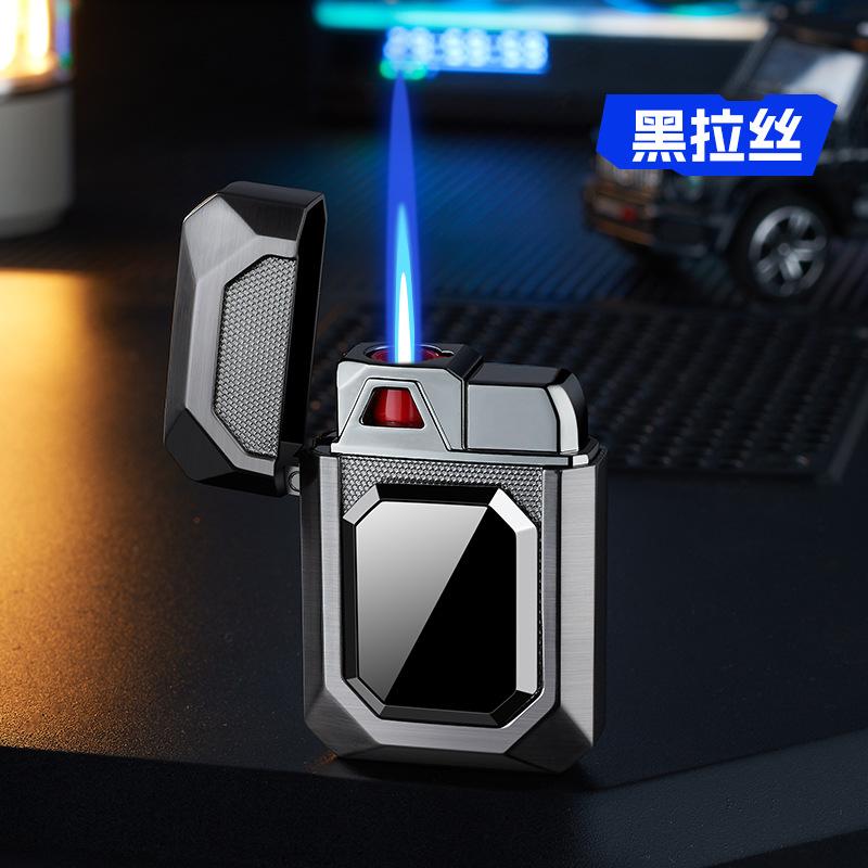 High-appearance-level Magnetic Inflatable Windproof Lighter Metal Body Blue Flame Cigarette Accessories Men's Gift