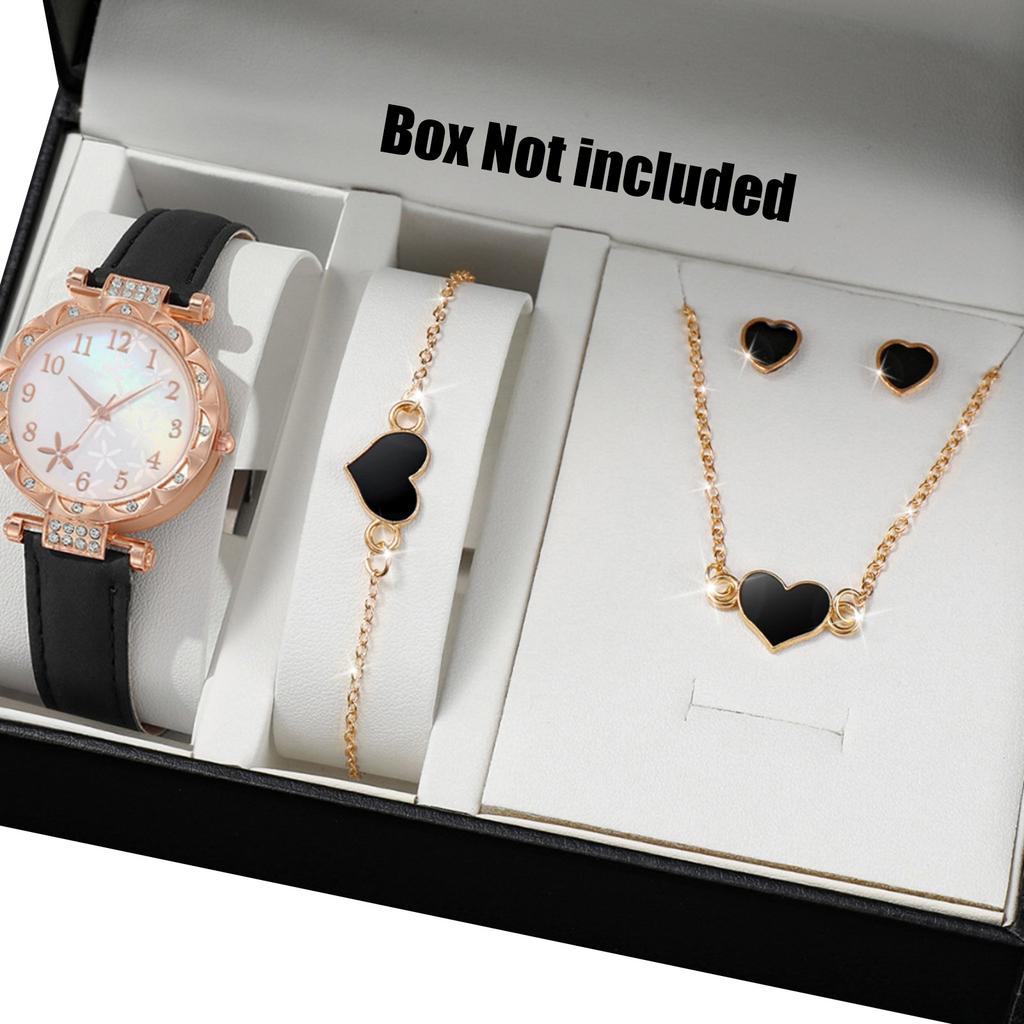 Damen Armbanduhr und Koordinierende Schmuckkollektion Anhänger Halskette Armband Ringe Ohrringe Modisches Damen Schmuckset