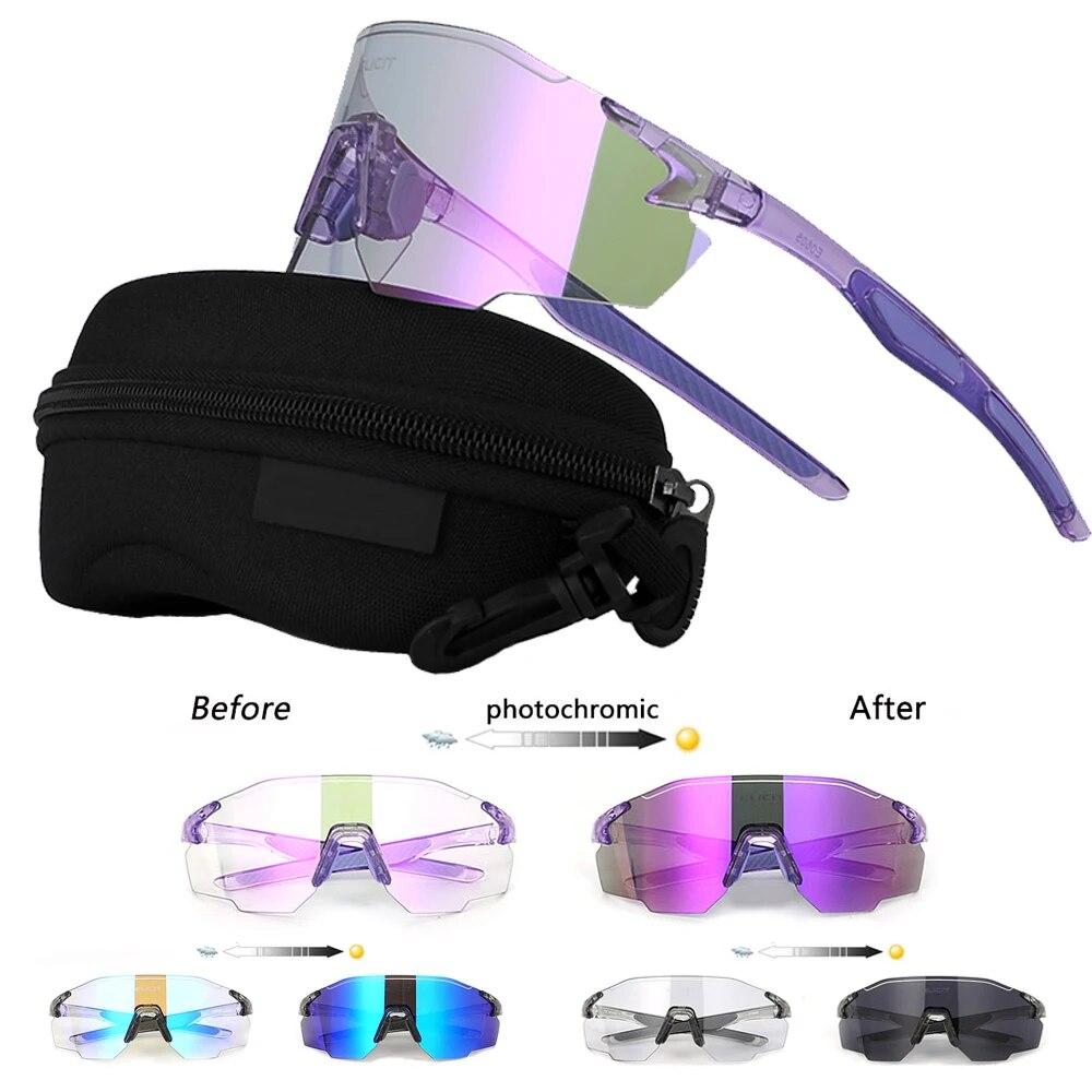 Neue photochrome polarisierte Radbrille Herren Damen Fahrradbrille UV400 Schutz Brille Sonnenbrille MTB Rennradbrille
